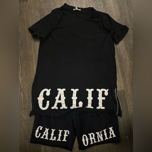 Black California Men's Short set. Coachella collab